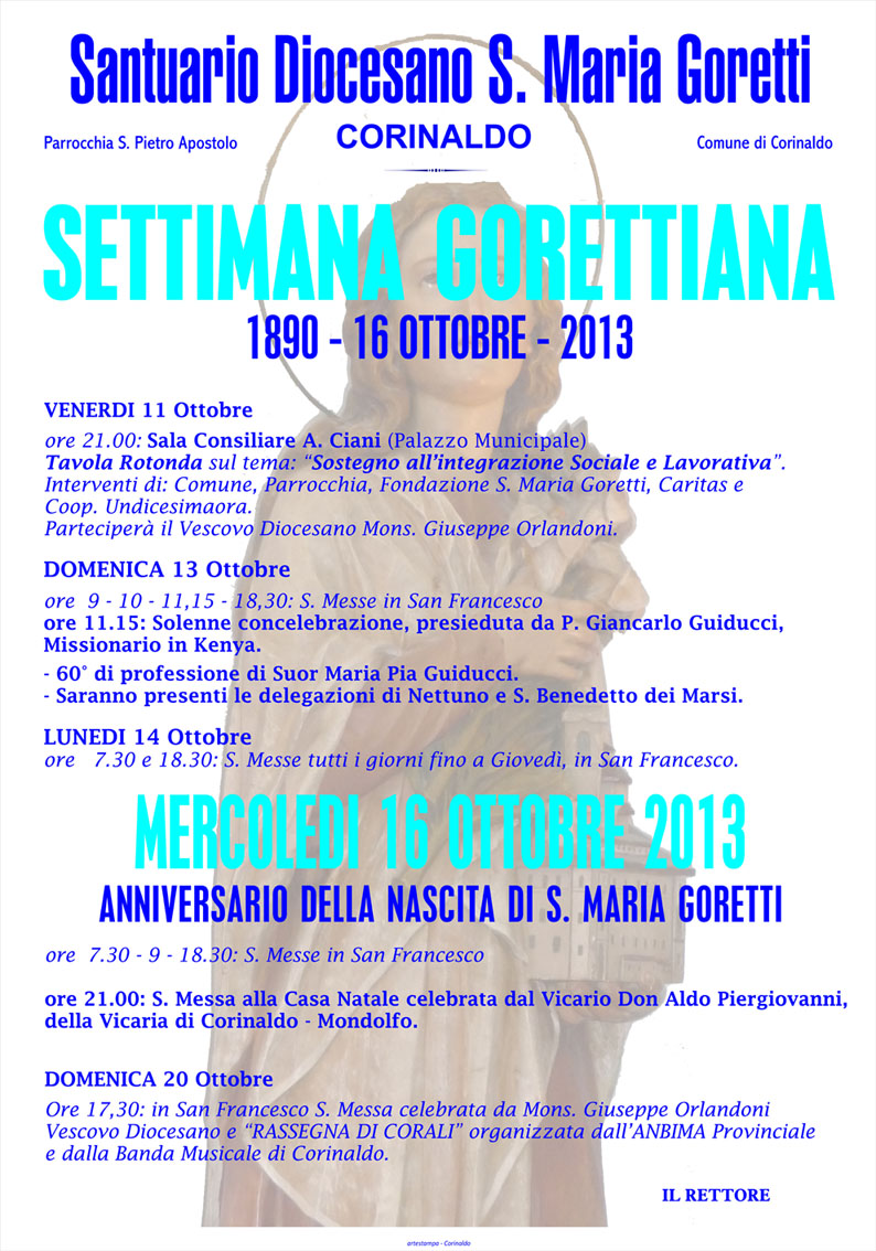 16 Ottobre – Anniversario della nascita di S. M. Goretti