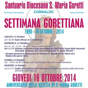 16 Ottobre 2014 anniversario della nascita di S. Maria Goretti