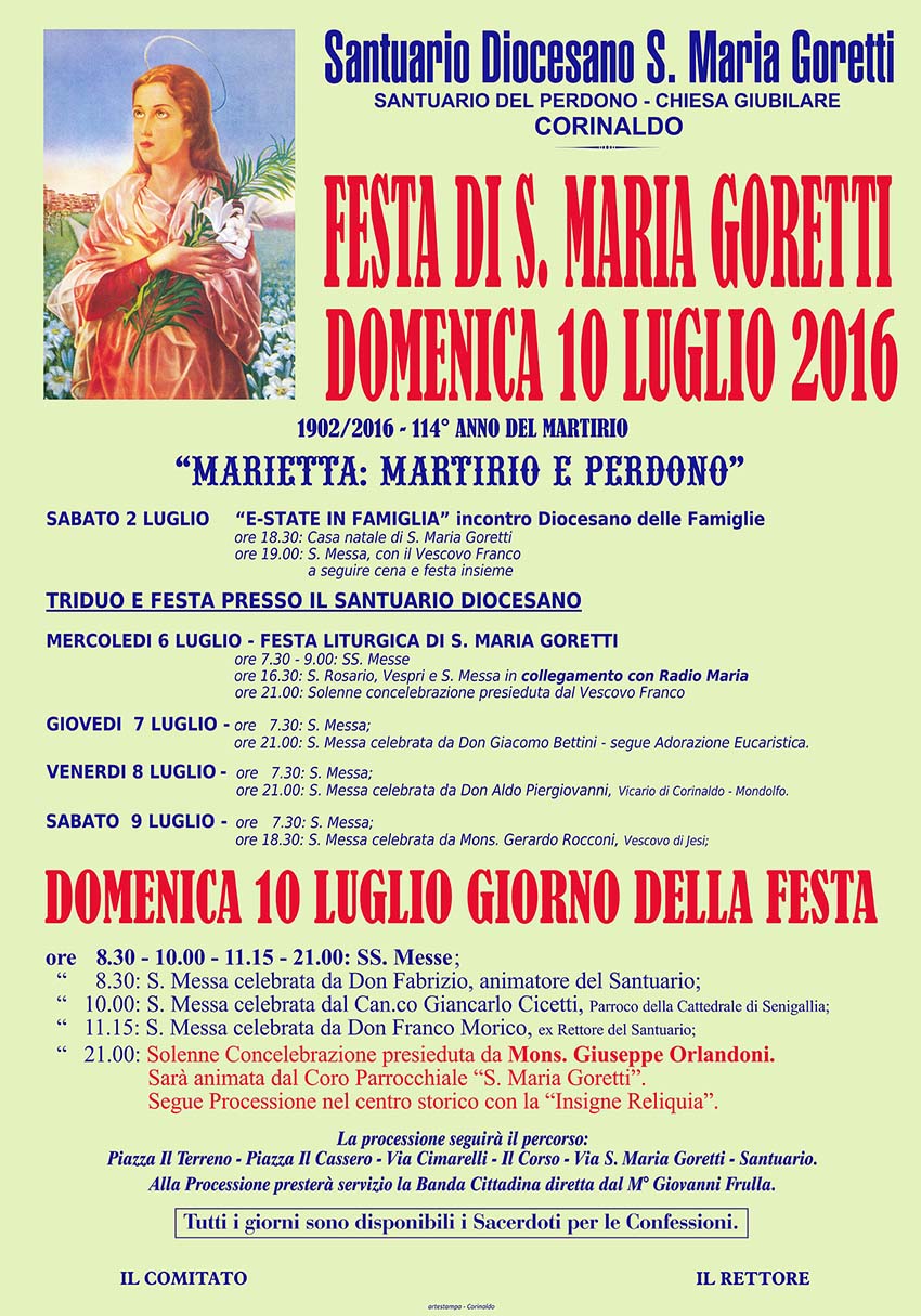 santuario s. maria goretti festa giugno 2016 manifesto